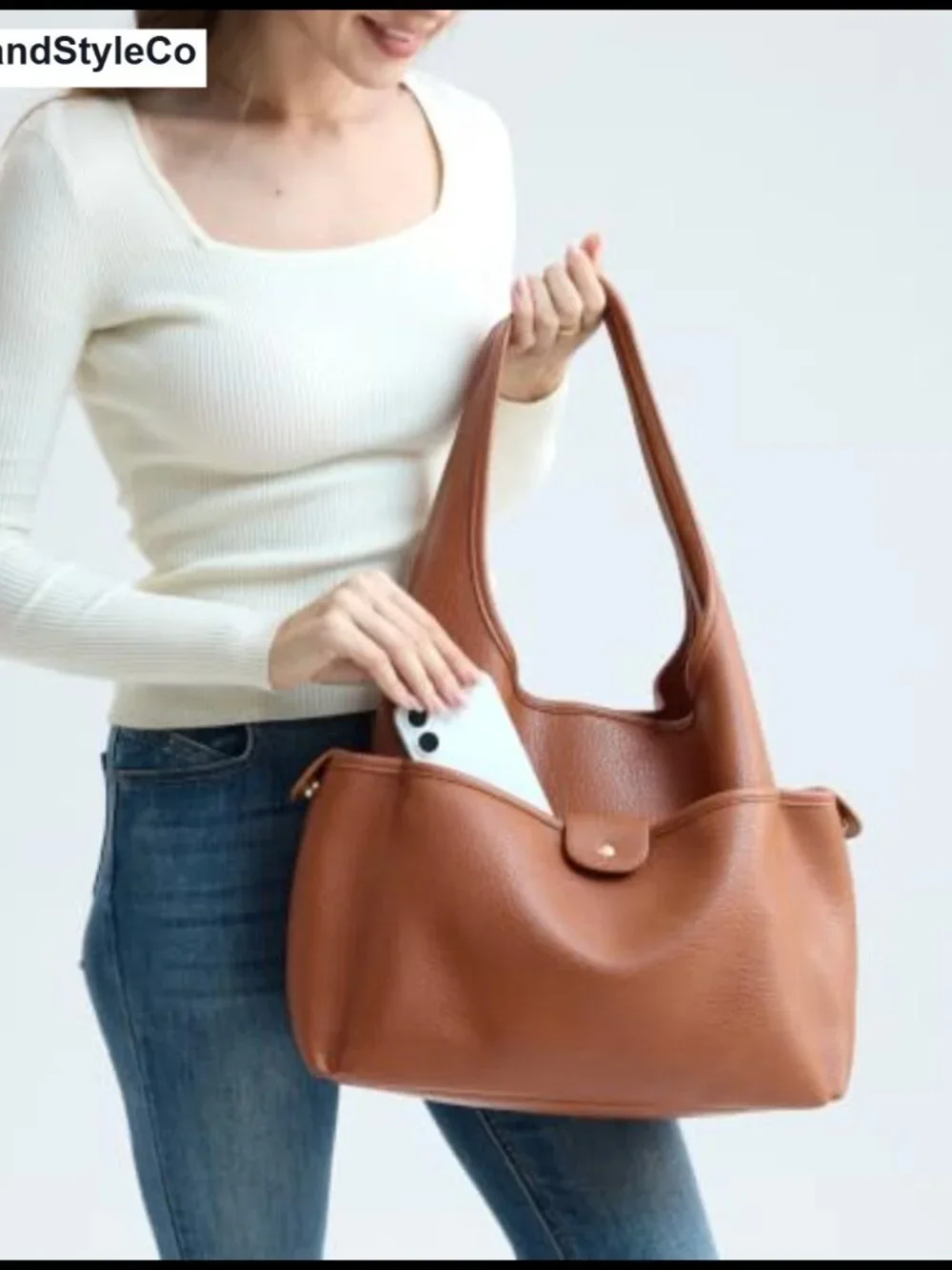 Faux Leather Hobo Bag Multi-Pocket Shoulder Purse Everyday